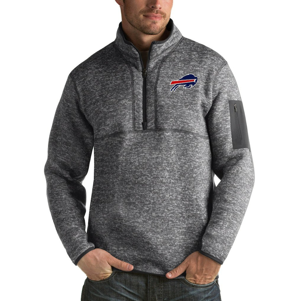 Buffalo Bills Antigua Fortune Big & Tall Quarter-Zip Pullover Jacket - Charcoal - NFL