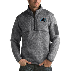 Carolina Panthers Antigua Fortune Big & Tall Quarter-Zip Pullover Jacket - Charcoal - NFL