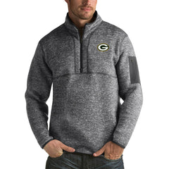 Green Bay Packers Antigua Fortune Big & Tall Quarter-Zip Pullover Jacket - Charcoal - NFL