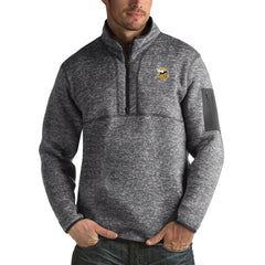 Minnesota Vikings Antigua Fortune Big & Tall Quarter-Zip Pullover Jacket - Charcoal - NFL