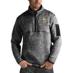 Minnesota Vikings Antigua Fortune Big & Tall Quarter-Zip Pullover Jacket - Heather Black - NFL