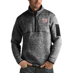 New York Giants Antigua Fortune Big & Tall Quarter-Zip Pullover Jacket - Heather Black - NFL