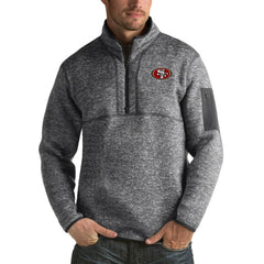 San Francisco 49ers Antigua Fortune Big & Tall Quarter-Zip Pullover Jacket - Charcoal - NFL