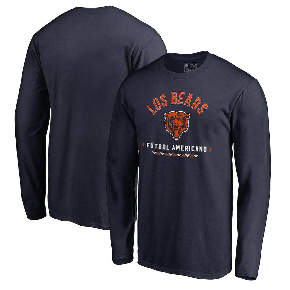 Chicago Bears Futbol Americano Long Sleeve T-Shirt - Navy - NFL