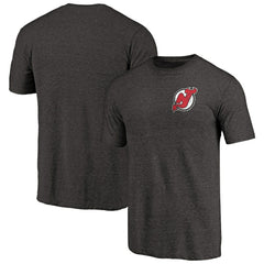 New Jersey Devils Primary Logo Left Chest Distressed Tri-Blend T-Shirt - Black | NHL discount