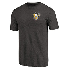Pittsburgh Penguins Primary Logo Left Chest Distressed Tri-Blend T-Shirt - Black | NHL online