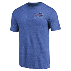 Buffalo Bills Primary Logo Left Chest Distressed Tri-Blend T-Shirt - Heathered Royal - NFL