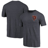 Chicago Bears Primary Logo Left Chest Distressed Tri-Blend T-Shirt - Heathered Navy - NFL