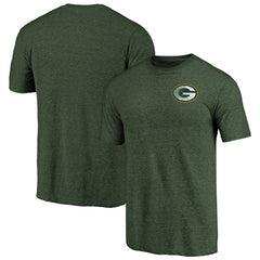 Green Bay Packers Primary Logo Left Chest Distressed Tri-Blend T-Shirt - Heathered Green - NFL