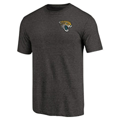 Jacksonville Jaguars Primary Logo Left Chest Distressed Tri-Blend T-Shirt - Heathered Black - NFL