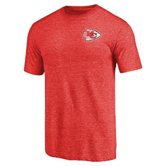 Kansas City Chiefs Primary Logo Left Chest Distressed Tri-Blend T-Shirt - Heathered Red - NFL