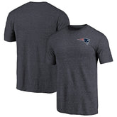 New England Patriots Primary Logo Left Chest Distressed Tri-Blend T-Shirt - Heathered Navy - NFL