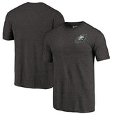 Philadelphia Eagles Primary Logo Left Chest Distressed Tri-Blend T-Shirt - Heathered Black - NFL
