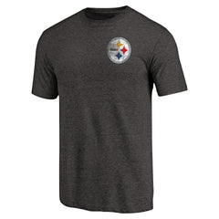Pittsburgh Steelers Primary Logo Left Chest Distressed Tri-Blend T-Shirt - Heathered Black - NFL
