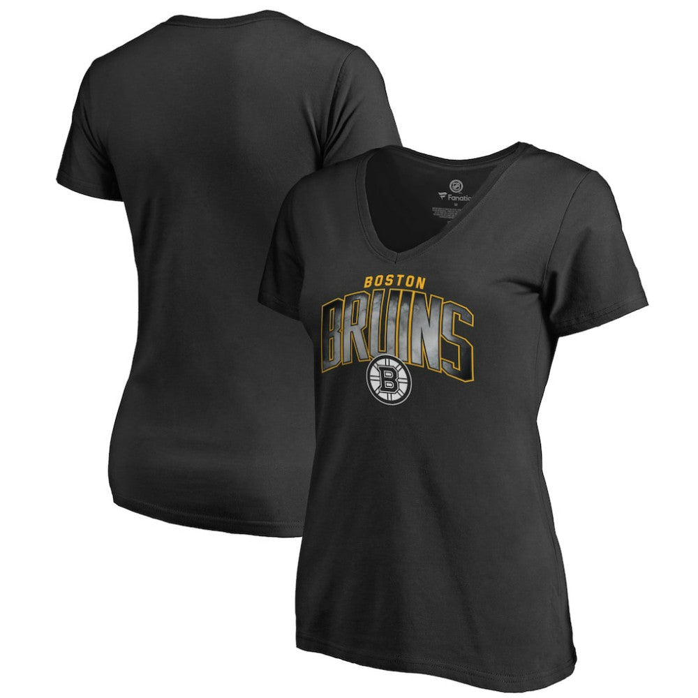 Boston Bruins Women's Arch Smoke V-Neck T-Shirt - Black | NHL near me