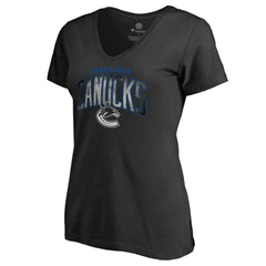 Vancouver Canucks Women's Arch Smoke V-Neck T-Shirt - Black | NHL near me