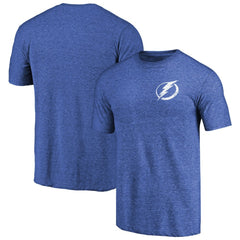 Tampa Bay Lightning Primary Logo Left Chest Distressed Tri-Blend T-Shirt - Heathered Blue | NHL Lifestyle