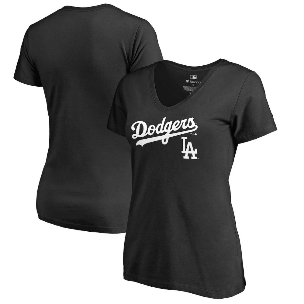 Los Angeles Dodgers Women's Team Lockup V-Neck T-Shirt Near Me