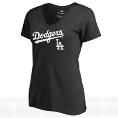 Los Angeles Dodgers Women's Team Lockup V-Neck T-Shirt Near Me