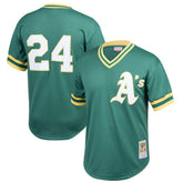 Rickey Henderson Athletics Mitchell & Ness Youth Cooperstown Collection Mesh Batting Practice Jersey Near Me