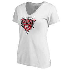 San Francisco 49ers Women's Frontline V-Neck T-Shirt - White - NFL
