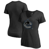 Vancouver Canucks Women's Core Smoke V-Neck T-Shirt - Black | NHL Lifestyle