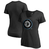 Winnipeg Jets Women's Core Smoke V-Neck T-Shirt - Black | NHL Lifestyle
