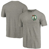 Boston Celtics Primary Logo Left Chest Distressed Tri-Blend T-Shirt Gray