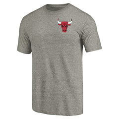 Chicago Bulls Primary Logo Left Chest Distressed Tri-Blend T-Shirt Gray