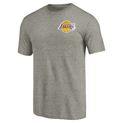 Los Angeles Lakers Primary Logo Left Chest Distressed Tri-Blend T-Shirt Gray