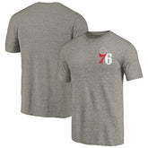 Philadelphia 76ers Primary Logo Left Chest Distressed Tri-Blend T-Shirt Gray
