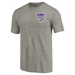 Sacramento Kings Primary Logo Left Chest Distressed Tri-Blend T-Shirt Gray