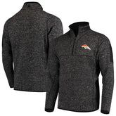 Denver Broncos Antigua Fortune Quarter-Zip Pullover Jacket - Heather Black - NFL