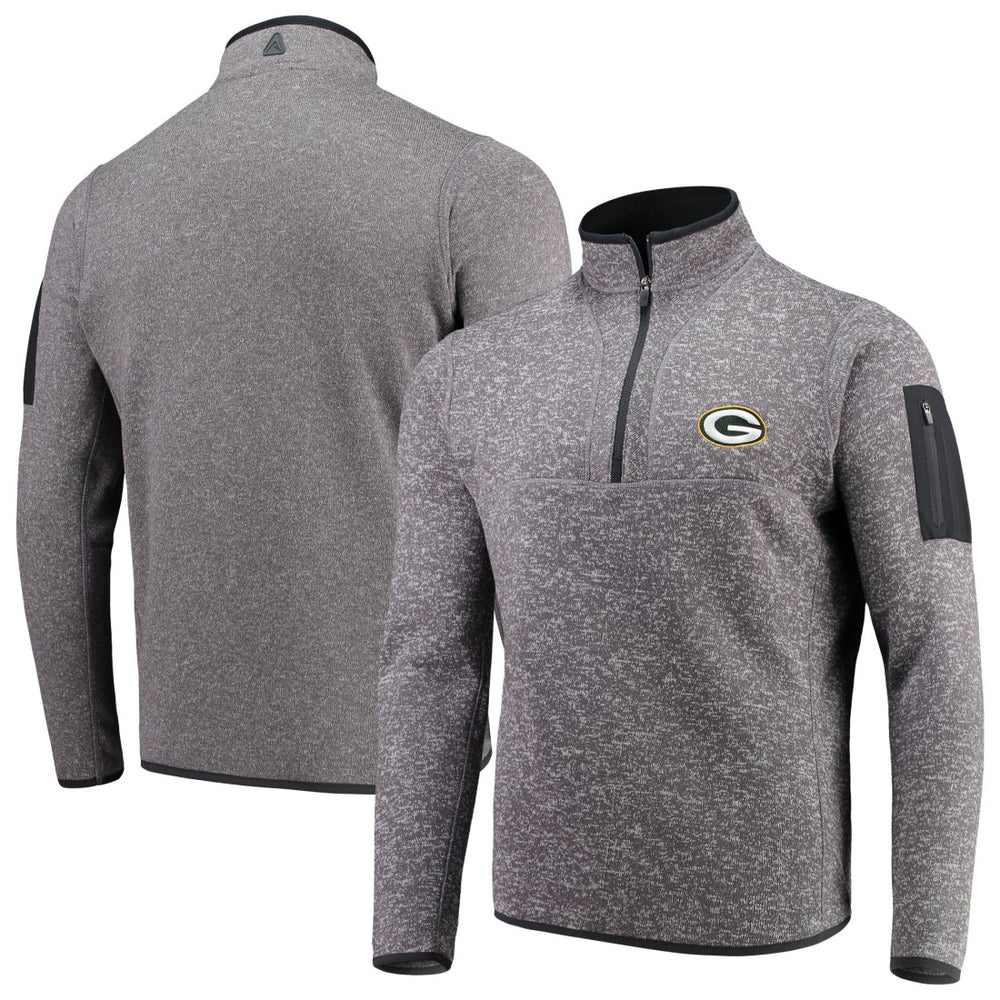 Green Bay Packers Antigua Fortune Quarter-Zip Pullover Jacket - Charcoal - NFL