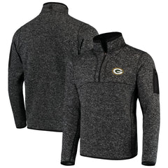 Green Bay Packers Antigua Fortune Quarter-Zip Pullover Jacket - Heather Black - NFL