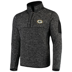 Green Bay Packers Antigua Fortune Quarter-Zip Pullover Jacket - Heather Black - NFL