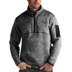 Indianapolis Colts Antigua Fortune Quarter-Zip Pullover Jacket - Heather Black - NFL