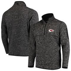 Kansas City Chiefs Antigua Fortune Quarter-Zip Pullover Jacket - Heather Black - NFL