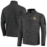 Minnesota Vikings Antigua Fortune Quarter-Zip Pullover Jacket - Heather Black - NFL