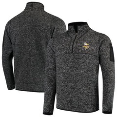 Minnesota Vikings Antigua Fortune Quarter-Zip Pullover Jacket - Heather Black - NFL