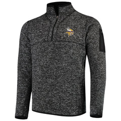 Minnesota Vikings Antigua Fortune Quarter-Zip Pullover Jacket - Heather Black - NFL