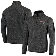New England Patriots Antigua Fortune Quarter-Zip Pullover Jacket - Heather Black - NFL