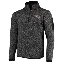 New England Patriots Antigua Fortune Quarter-Zip Pullover Jacket - Heather Black - NFL