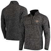 New Orleans Saints Antigua Fortune Quarter-Zip Pullover Jacket - Heather Black - NFL