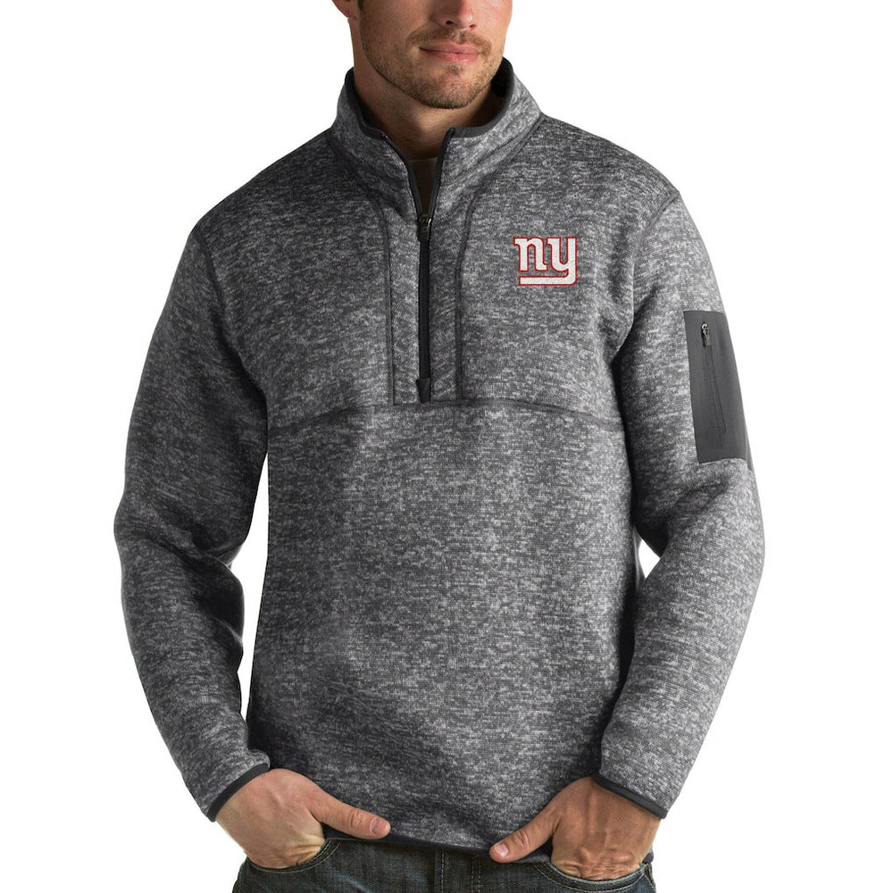 New York Giants Antigua Fortune Quarter-Zip Pullover Jacket - Charcoal - NFL