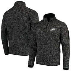 Philadelphia Eagles Antigua Fortune Quarter-Zip Pullover Jacket - Heather Black - NFL