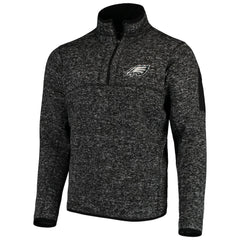 Philadelphia Eagles Antigua Fortune Quarter-Zip Pullover Jacket - Heather Black - NFL