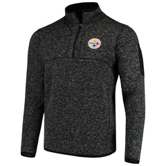 Pittsburgh Steelers Antigua Fortune Quarter-Zip Pullover Jacket - Heather Black - NFL