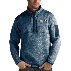 Seattle Seahawks Antigua Fortune Quarter-Zip Pullover Jacket - Navy - NFL