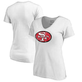 San Francisco 49ers Women's Throwback Logo V-Neck T-Shirt - White - NFL